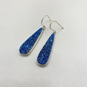 Charles Albert Blue Drusy Elongated Teardrop Earrings